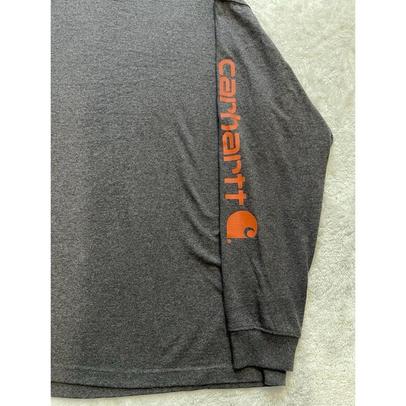 Carhartt Shirt Mens XL Heavyweight T-Shirt Long Sleeve Graphic Spell Out Gray - Picture 3 of 10